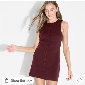 Wild Fable Maroon Ribbed button front dress M